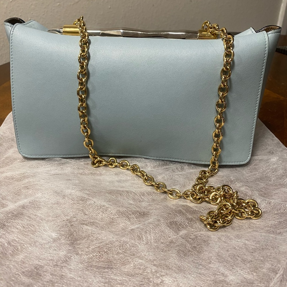 Jimmy Choo Blue Leather Flap Shoulder Bag